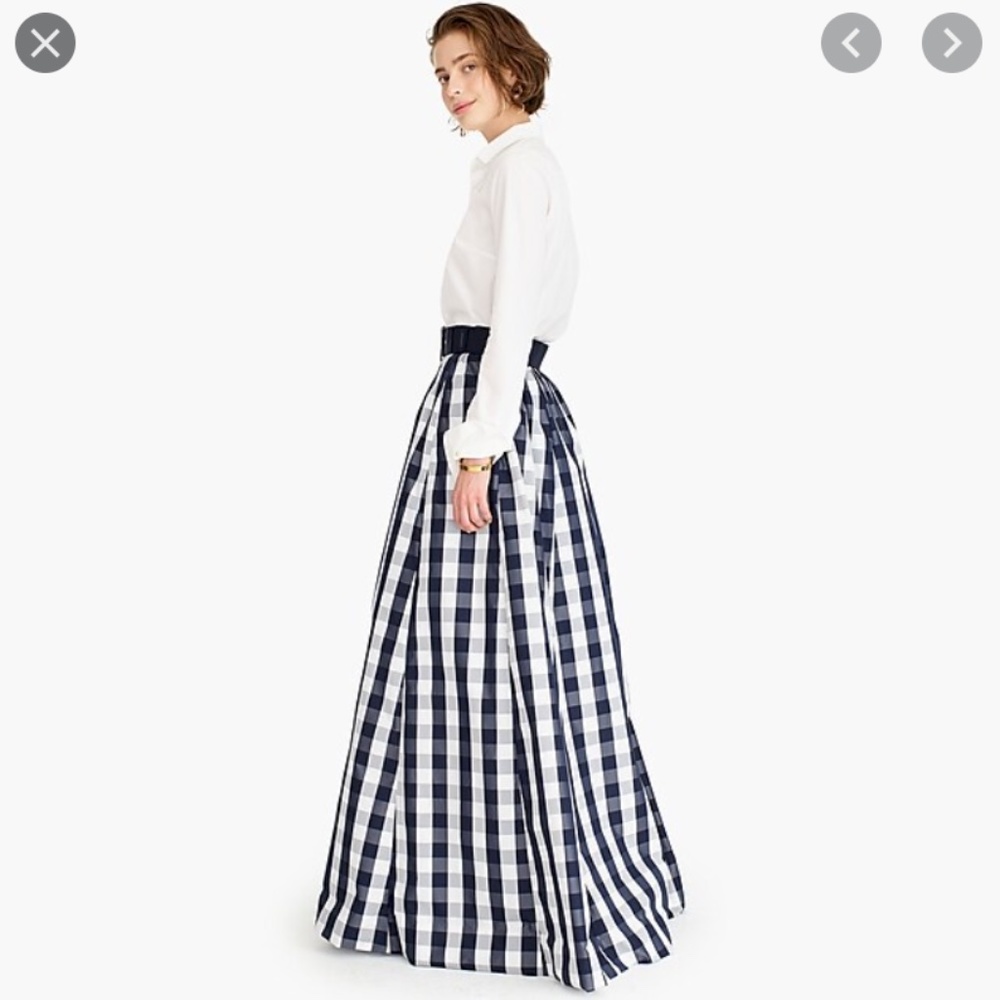 NWT J. Crew Gingham Taffeta Ball Skirt Sz 10